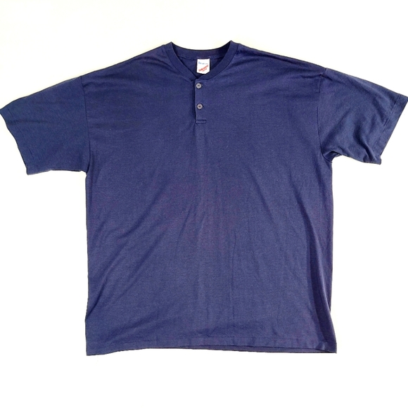 Vintage Single Stitch Henley Shirt Men's 2XL 90s Made In USA Duke T-Shirts - Picture 1 of 10